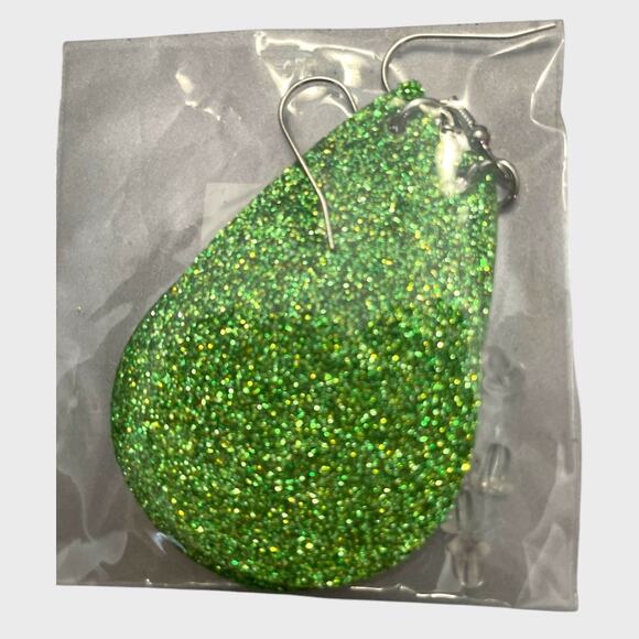 St. Patrick’s Day Sparkle Faux Leather Earrings - Picture 3 of 4